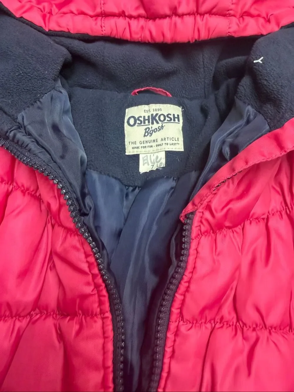 OshKosh B'gosh Puffer Jacket, Size Girl’s 7 in good shape! Warm pink OshKosh B